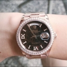 流當手錶拍賣 原裝 ROLEX 勞力士 128345RBR 18K玫瑰金 鑽面 鑽圈 自動 男錶 9成9新 盒單齊